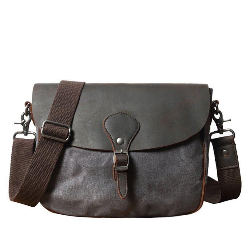 Vintage Messenger Bag Aus Leder Und Canvas Für Ipad