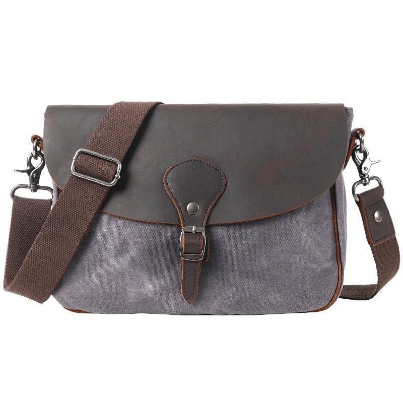 Vintage Messenger Bag Aus Leder Und Canvas Für Ipad