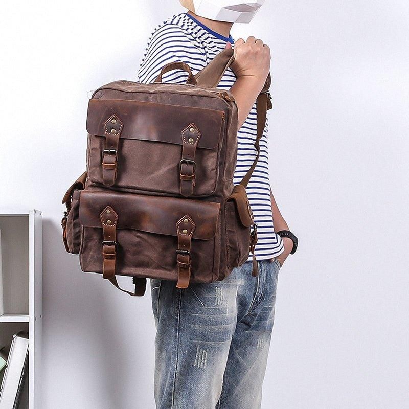 Vintage-rucksack Aus Canvas Laptop