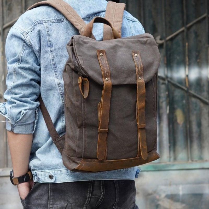 Vintage-rucksack Aus Canvas Laptop Für Herren