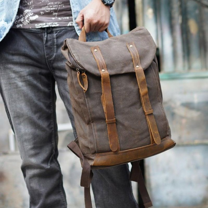 Vintage-rucksack Aus Canvas Laptop Für Herren