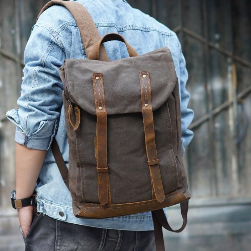 Vintage-rucksack Aus Canvas Laptop Für Herren