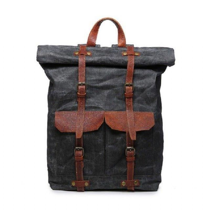 Vintage-rucksack Aus Canvas Mit Rolltop