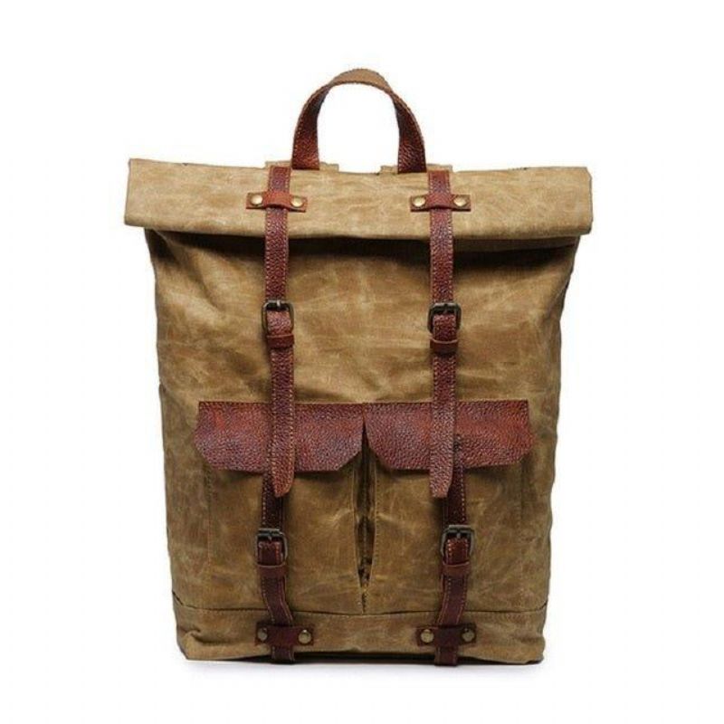 Vintage-rucksack Aus Canvas Mit Rolltop