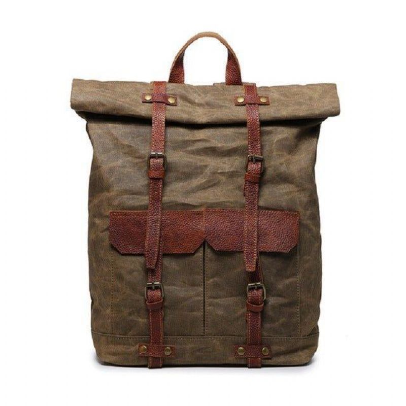 Vintage-rucksack Aus Canvas Mit Rolltop