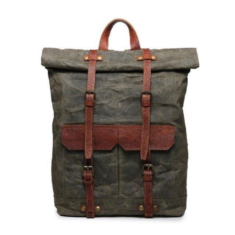 Vintage-rucksack Aus Canvas Mit Rolltop