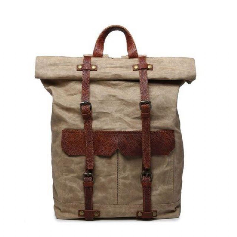 Vintage-rucksack Aus Canvas Mit Rolltop