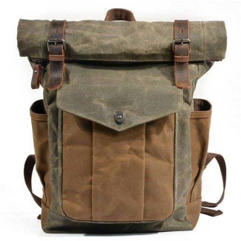 Vintage-rucksack Aus Canvas Mit Rolltop Für Reisen Herren Damen