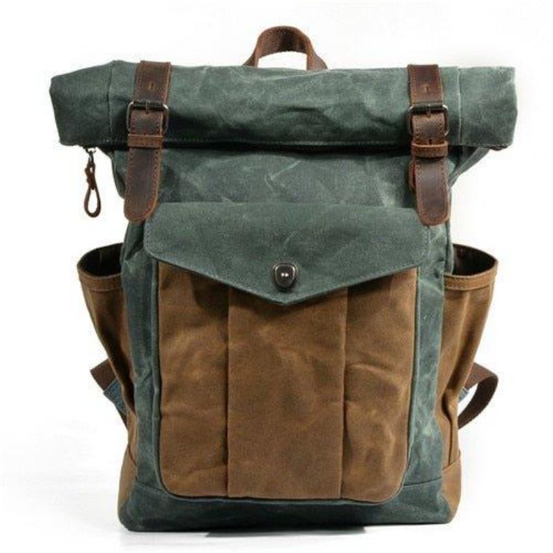 Vintage-rucksack Aus Canvas Mit Rolltop Für Reisen Herren Damen