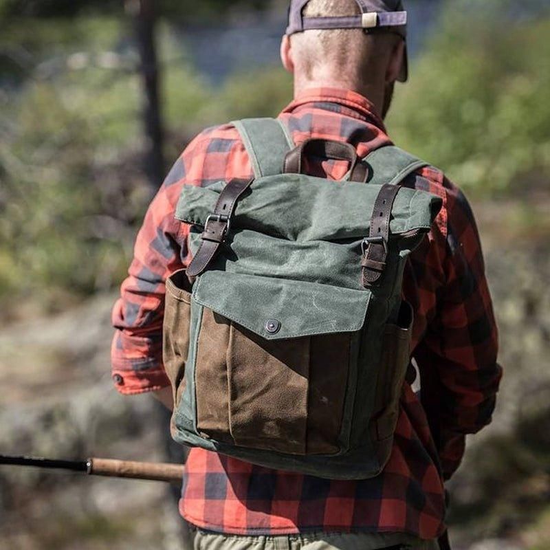 Vintage-rucksack Aus Canvas Mit Rolltop Für Reisen Herren Damen