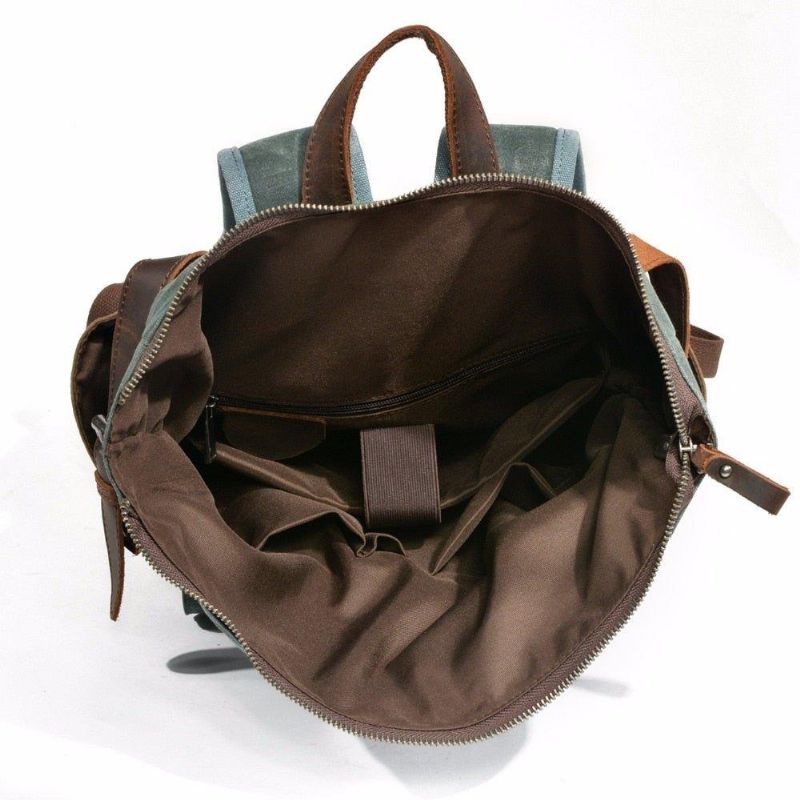 Vintage-rucksack Aus Canvas Mit Rolltop Für Reisen Herren Damen