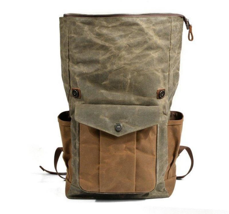 Vintage-rucksack Aus Canvas Mit Rolltop Für Reisen Herren Damen