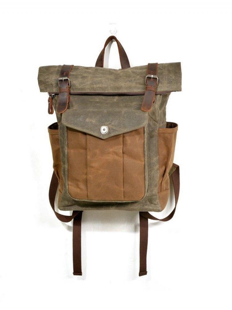 Vintage-rucksack Aus Canvas Mit Rolltop Für Reisen Herren Damen