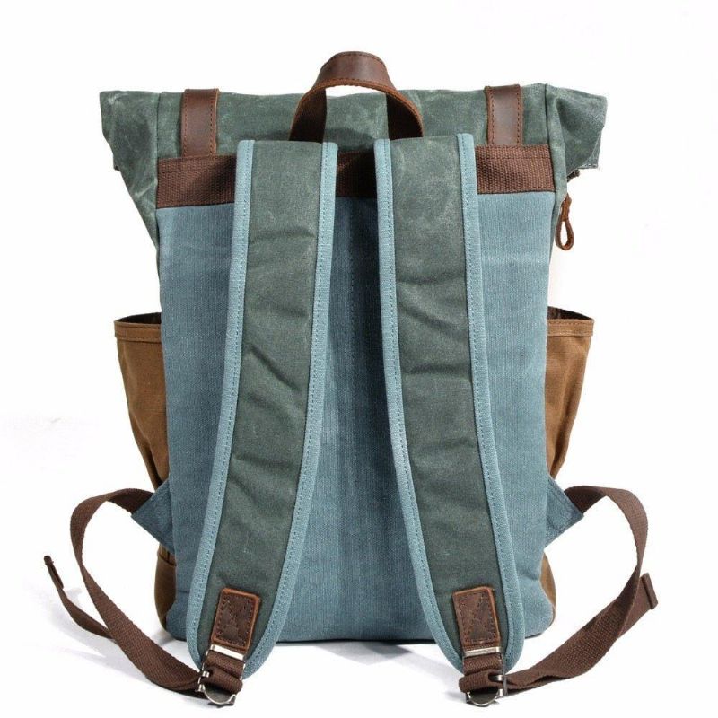 Vintage-rucksack Aus Canvas Mit Rolltop Für Reisen Herren Damen