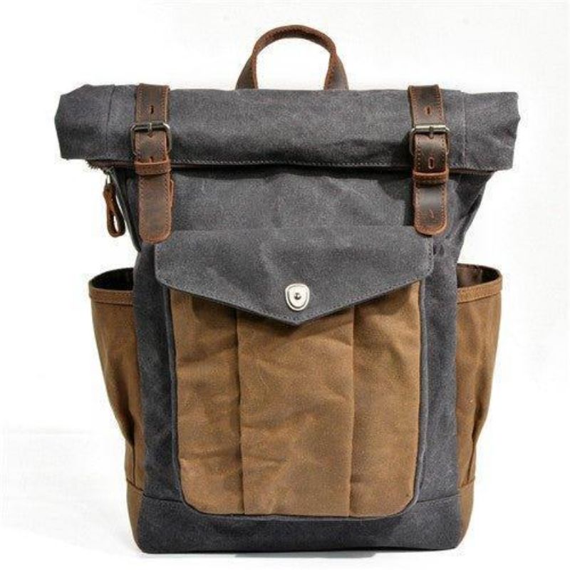 Vintage-rucksack Aus Canvas Mit Rolltop Für Reisen Herren Damen