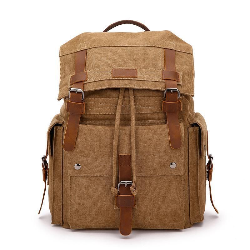 Vintage-rucksack Aus Dickem Canvas Mit Hoher Dichte