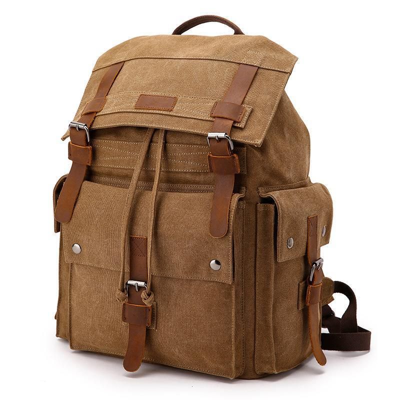 Vintage-rucksack Aus Dickem Canvas Mit Hoher Dichte