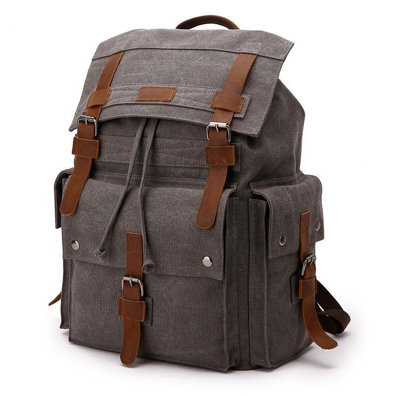 Vintage-rucksack Aus Dickem Canvas Mit Hoher Dichte