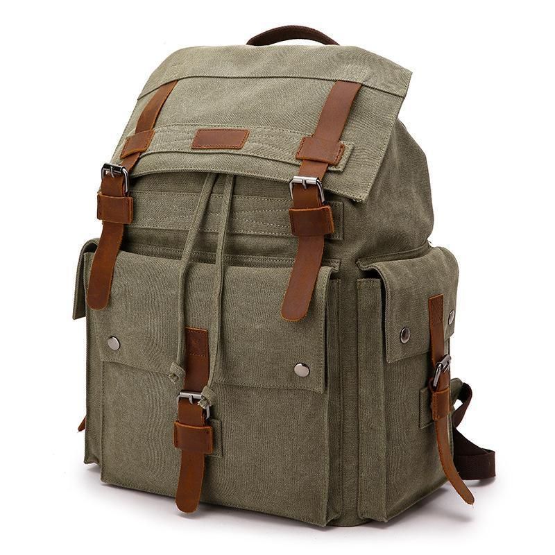 Vintage-rucksack Aus Dickem Canvas Mit Hoher Dichte