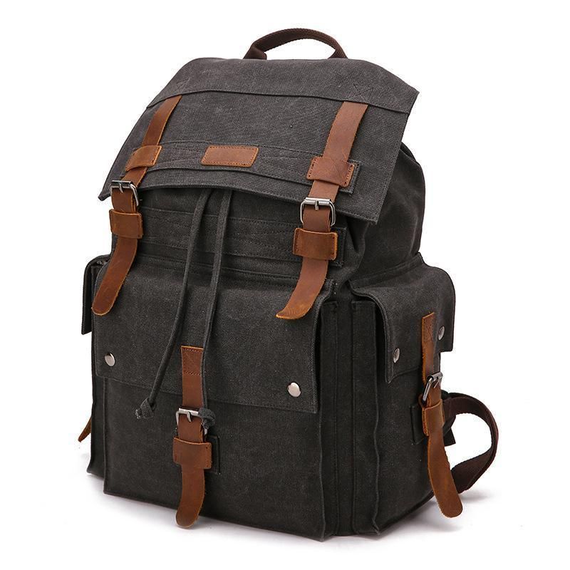 Vintage-rucksack Aus Dickem Canvas Mit Hoher Dichte