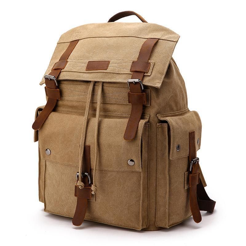 Vintage-rucksack Aus Dickem Canvas Mit Hoher Dichte