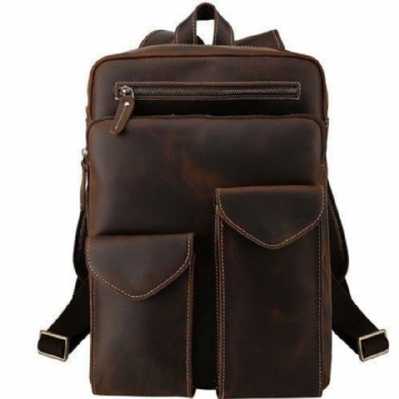 Vintage-rucksack Aus Echtem Leder Für 14-zoll-laptop