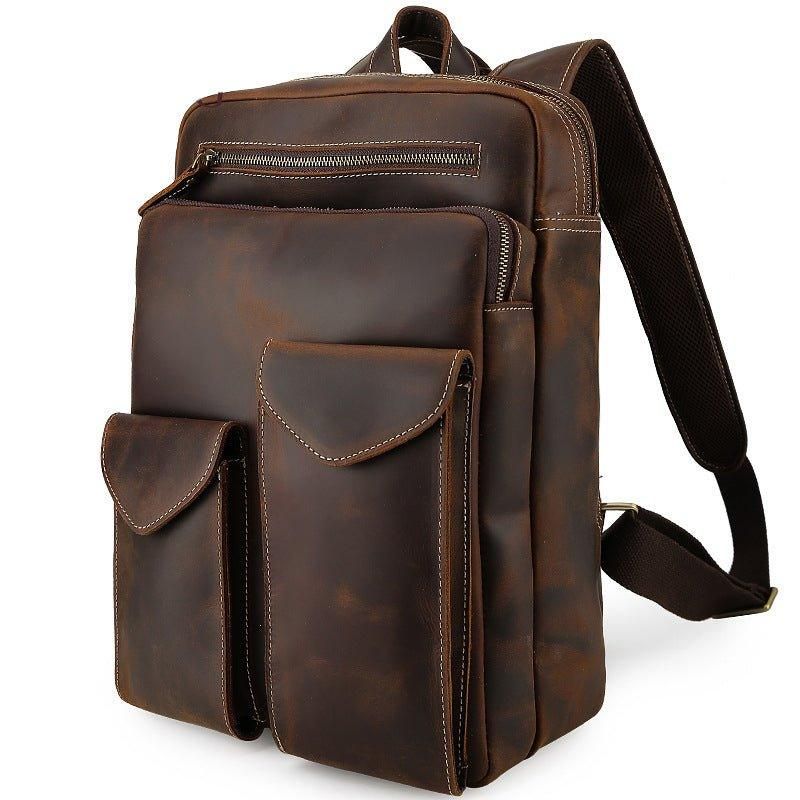 Vintage-rucksack Aus Echtem Leder Für 14-zoll-laptop