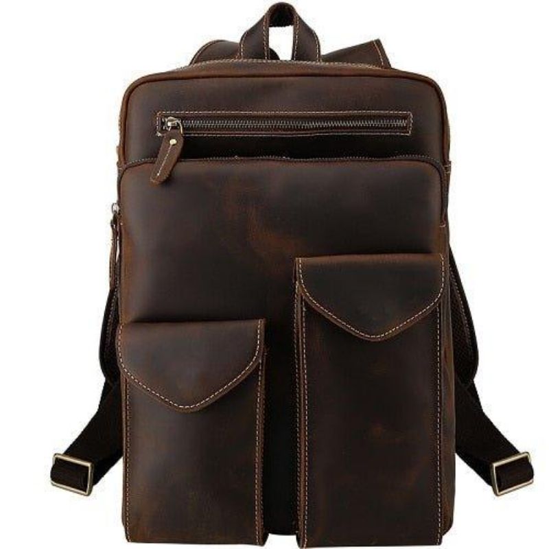 Vintage-rucksack Aus Echtem Leder Für 14-zoll-laptop