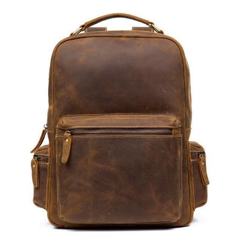 Vintage-rucksack Aus Echtem Leder Für Herren