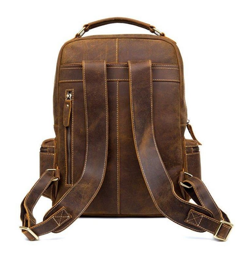 Vintage-rucksack Aus Echtem Leder Für Herren