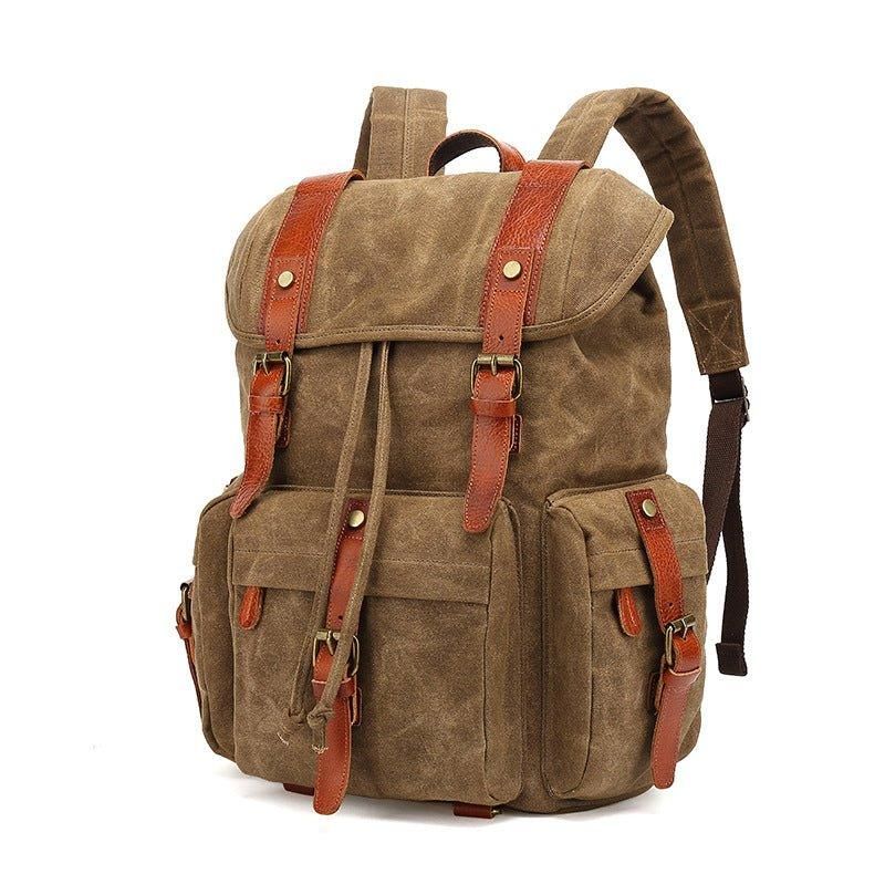 Vintage-rucksack Aus Gewachstem Canvas