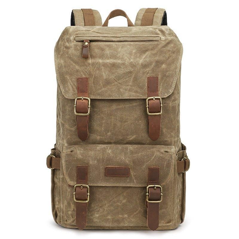 Vintage-rucksack Aus Gewachstem Canvas Für Herren Mit Laptopfach