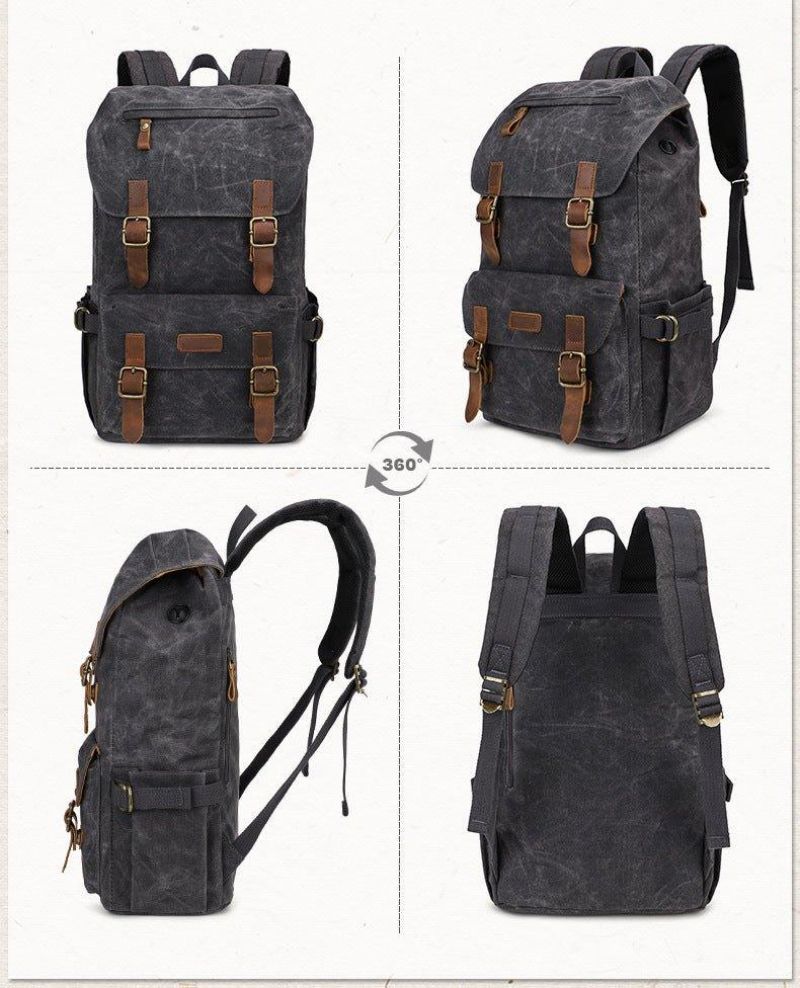 Vintage-rucksack Aus Gewachstem Canvas Für Herren Mit Laptopfach