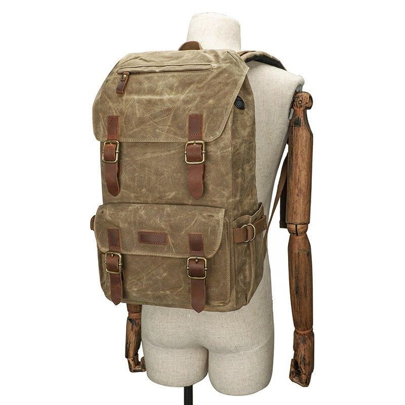 Vintage-rucksack Aus Gewachstem Canvas Für Herren Mit Laptopfach