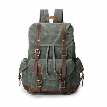 Vintage-rucksack Aus Gewachstem Canvas Für Reisen