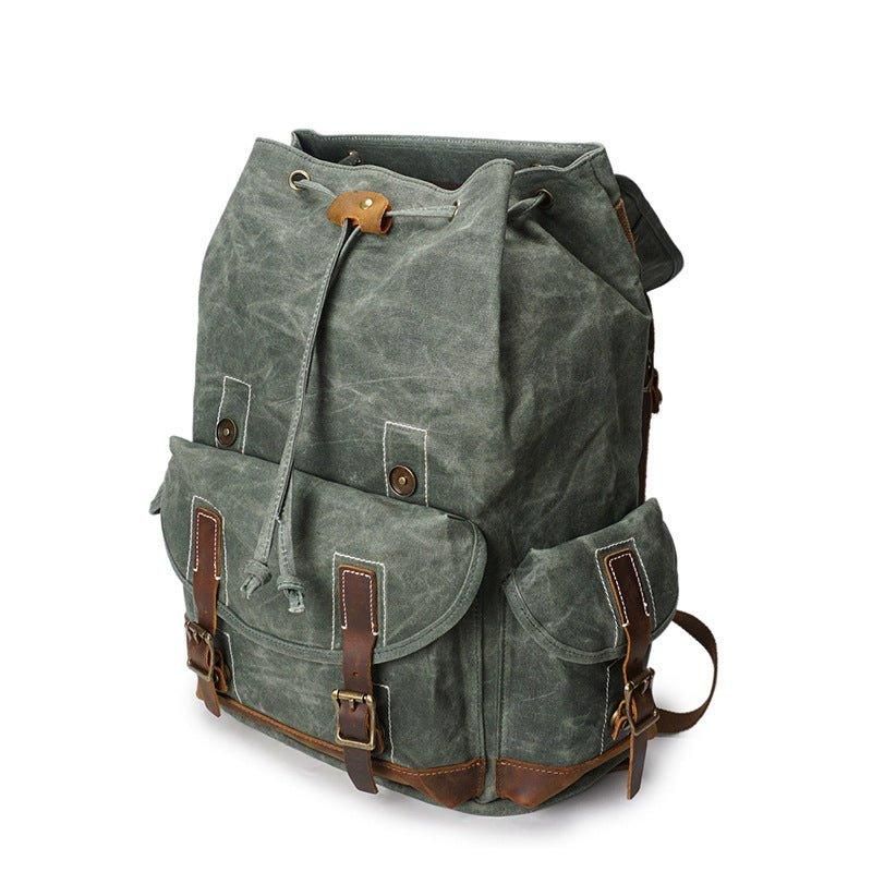 Vintage-rucksack Aus Gewachstem Canvas Für Reisen