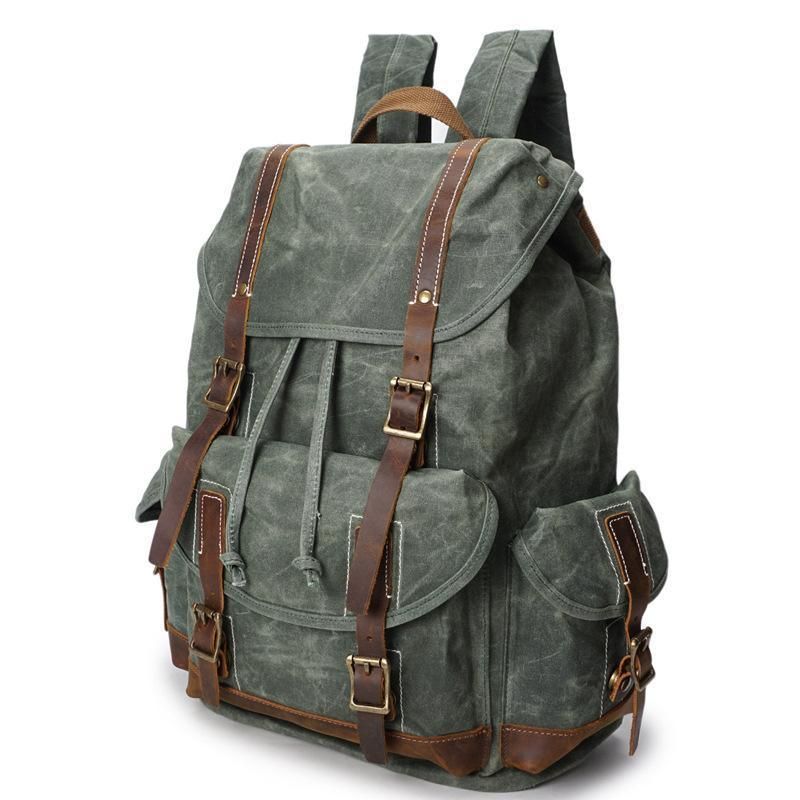 Vintage-rucksack Aus Gewachstem Canvas Für Reisen