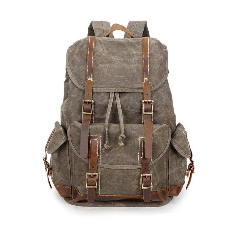 Vintage-rucksack Aus Gewachstem Canvas Für Reisen