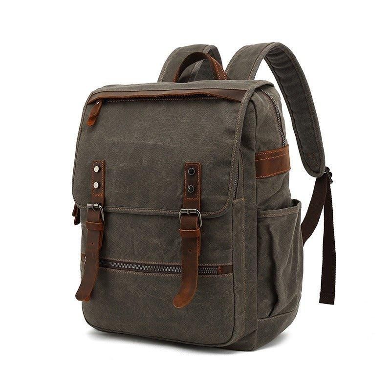 Vintage-rucksack Aus Gewachstem Canvas Im Vintage-stil Für Laptop Die Schule