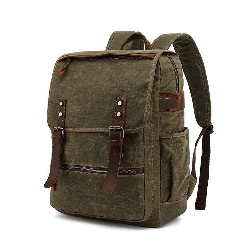 Vintage-rucksack Aus Gewachstem Canvas Im Vintage-stil Für Laptop Die Schule