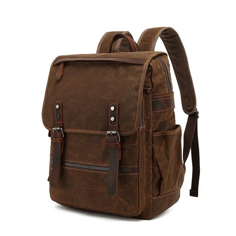 Vintage-rucksack Aus Gewachstem Canvas Im Vintage-stil Für Laptop Die Schule