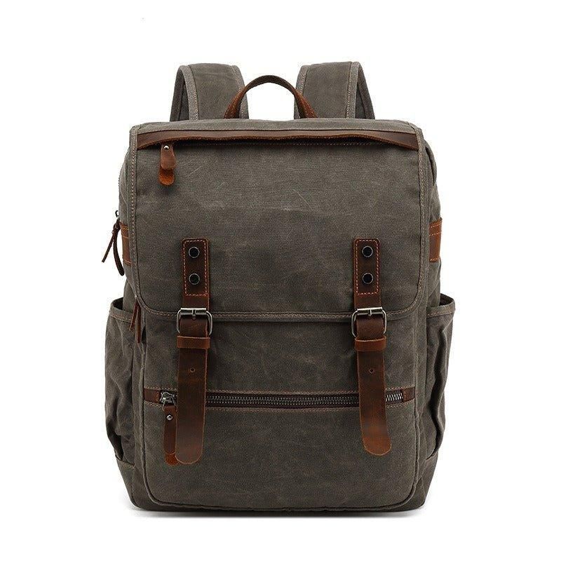 Vintage-rucksack Aus Gewachstem Canvas Im Vintage-stil Für Laptop Die Schule