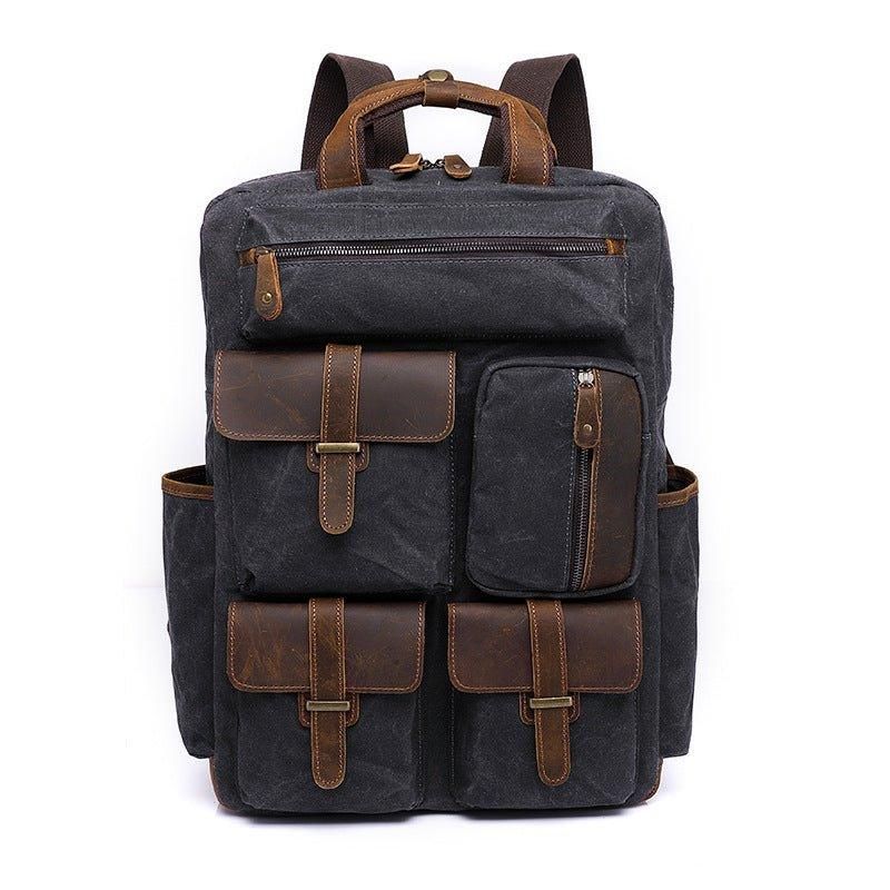 Vintage-rucksack Aus Gewachstem Canvas Laptop Für Herren