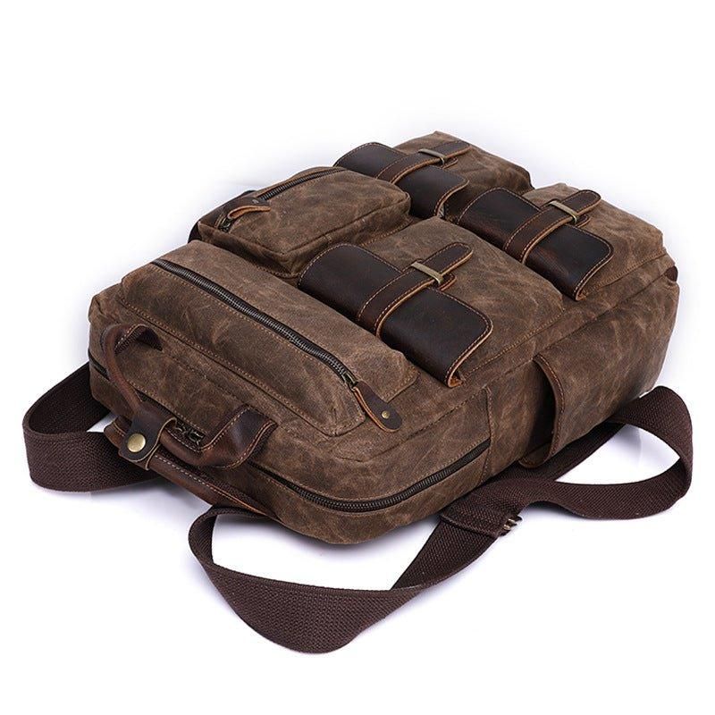 Vintage-rucksack Aus Gewachstem Canvas Laptop Für Herren