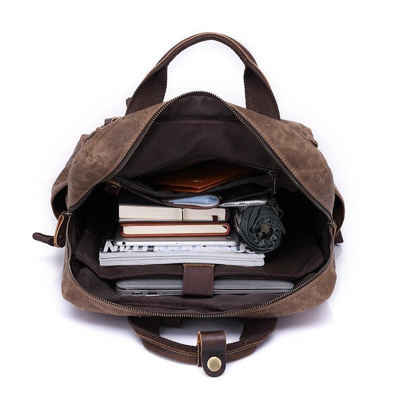 Vintage-rucksack Aus Gewachstem Canvas Laptop Für Herren