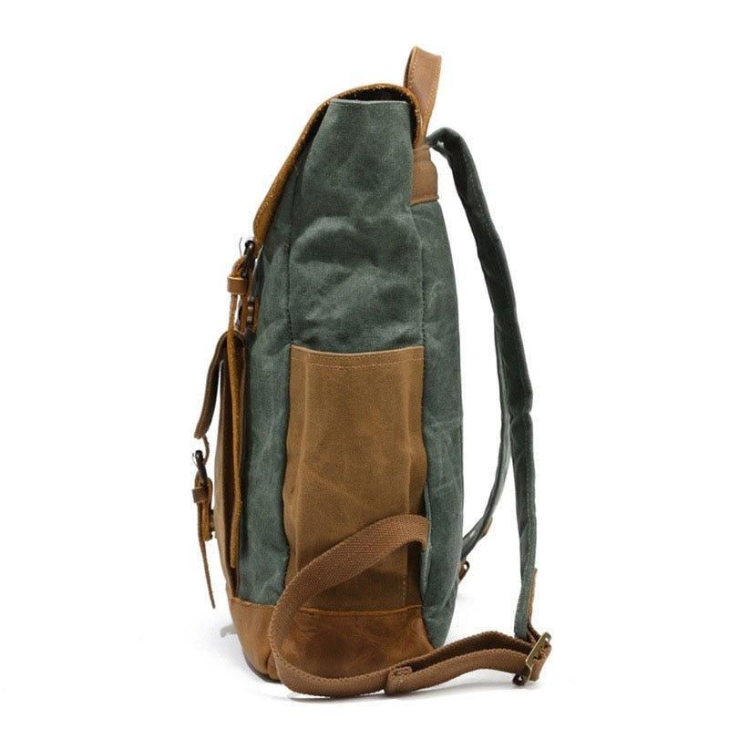 Vintage-rucksack Aus Gewachstem Canvas Laptop Herren