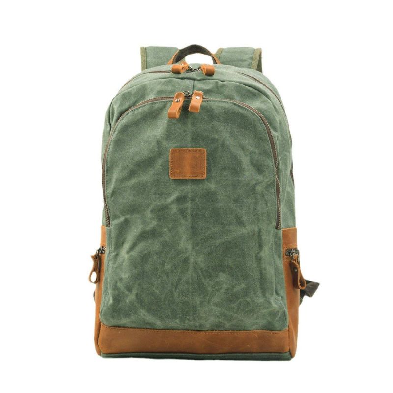 Vintage-rucksack Aus Gewachstem Leder