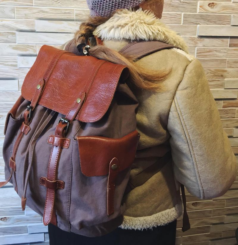 Vintage-rucksack Aus Leder