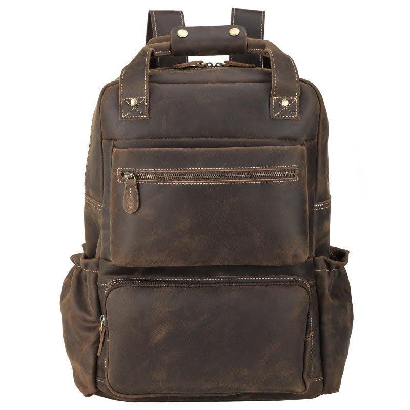 Vintage-rucksack Aus Leder Für Herren Mit Trolley-hülle