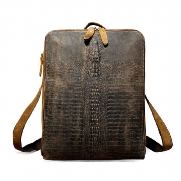 Vintage-rucksack Aus Leder Im Alligator-stil Für Laptops